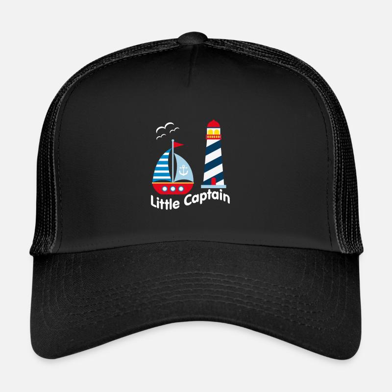 Small captain with sailboat, seagulls and illumination - Trucker Cap - black/black