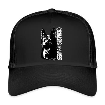 German shepherd, dogs, dog head, dog sport - Trucker Cap - black/black - Front
