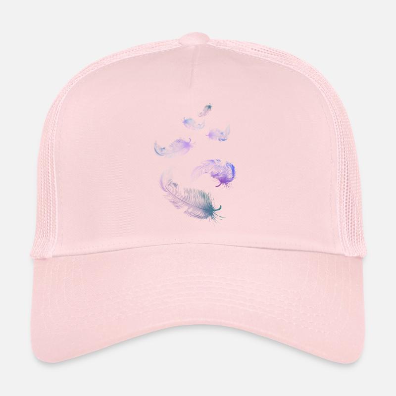 rainbow feathers lilac blue mint green Trucker Cap