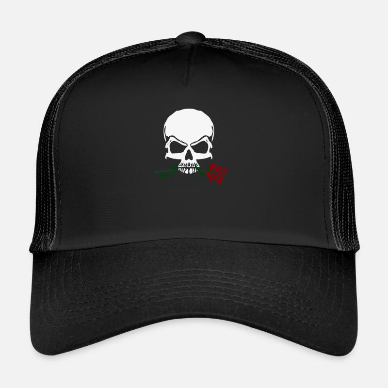 Rose und Schädel Trucker Cap