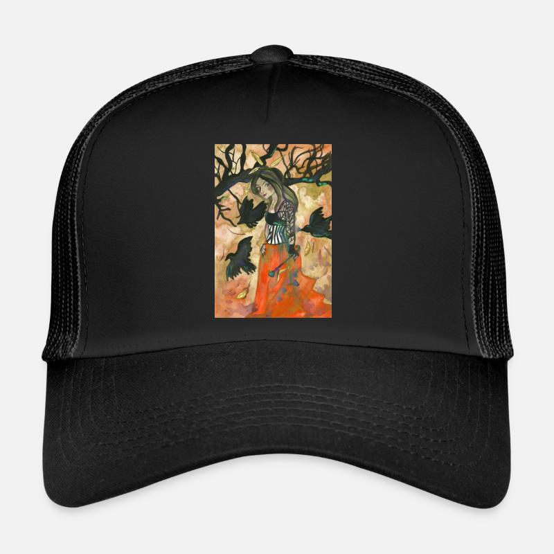 Palette d’automne de sorcière de corbeau - Casquette trucker  - noir/noir
