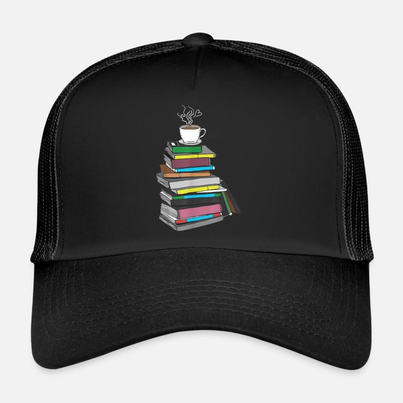 Zeichnung Kaffee und Bücher mit Herz Geschenke Trucker Cap