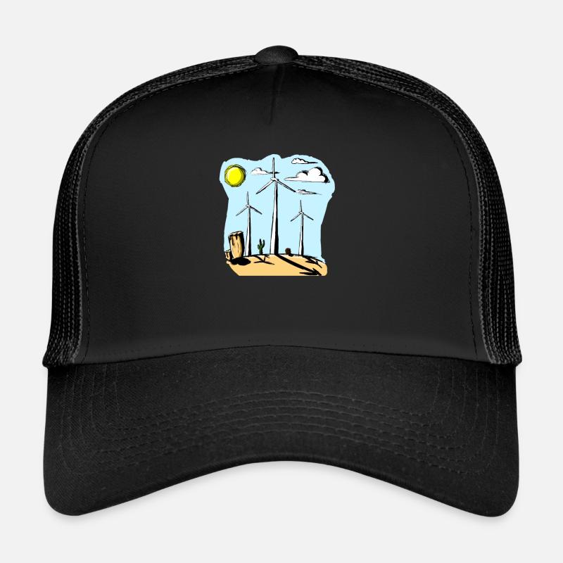 windräder - Trucker Cap - Schwarz/Schwarz