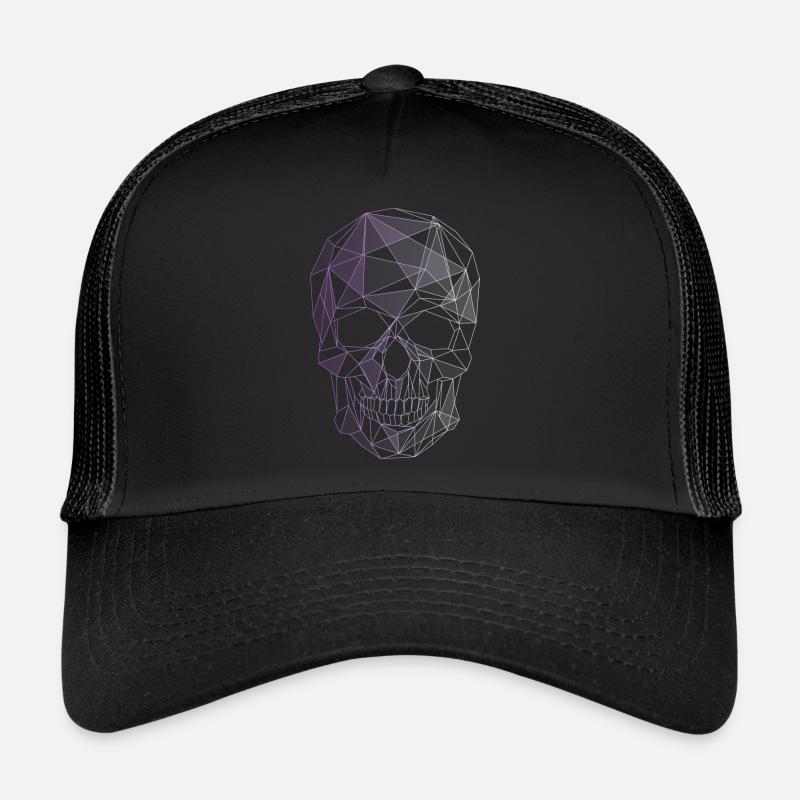 skull schädel lila gothik aesthetic wave low poly - Trucker Cap - Schwarz/Schwarz