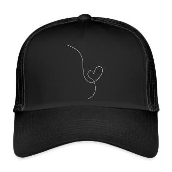 Heart black drawing in white - Trucker Cap - black/black - Front