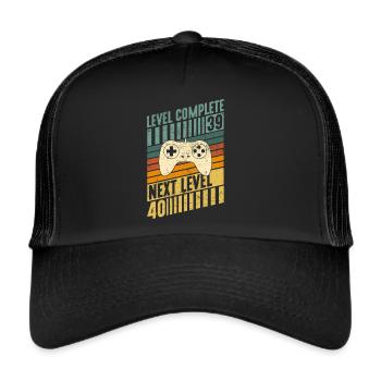 40th Birthday Gifts Gamer Level 40 Forty - Trucker Cap - black/black - Front