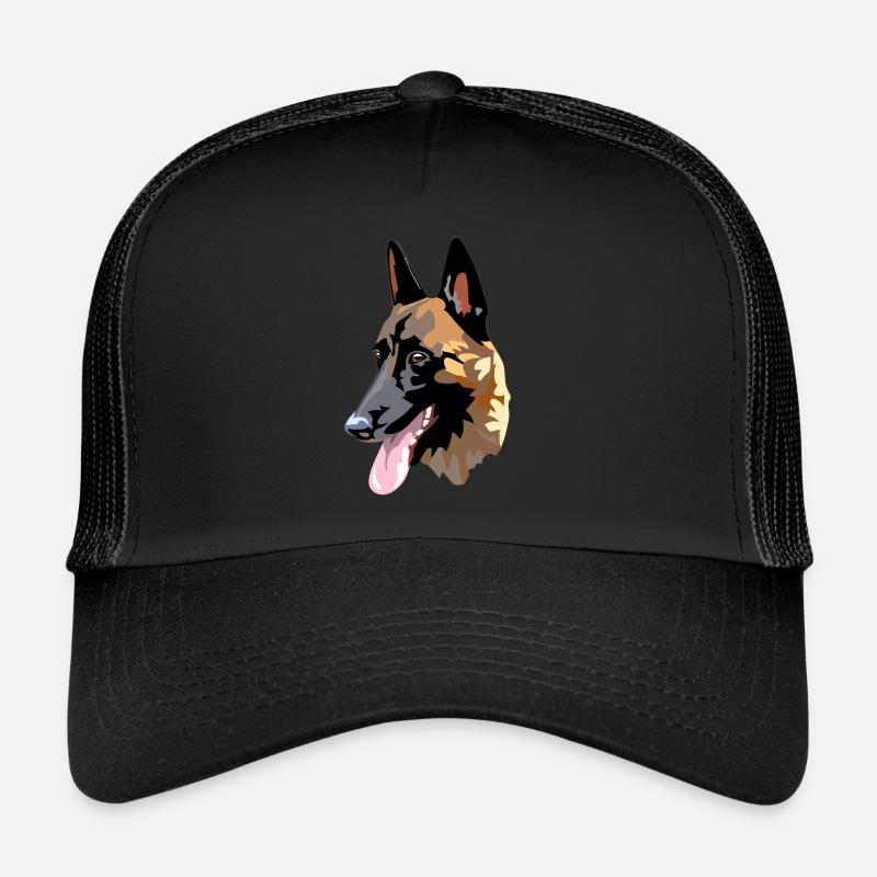 tête de malinois - Casquette trucker  - noir/noir
