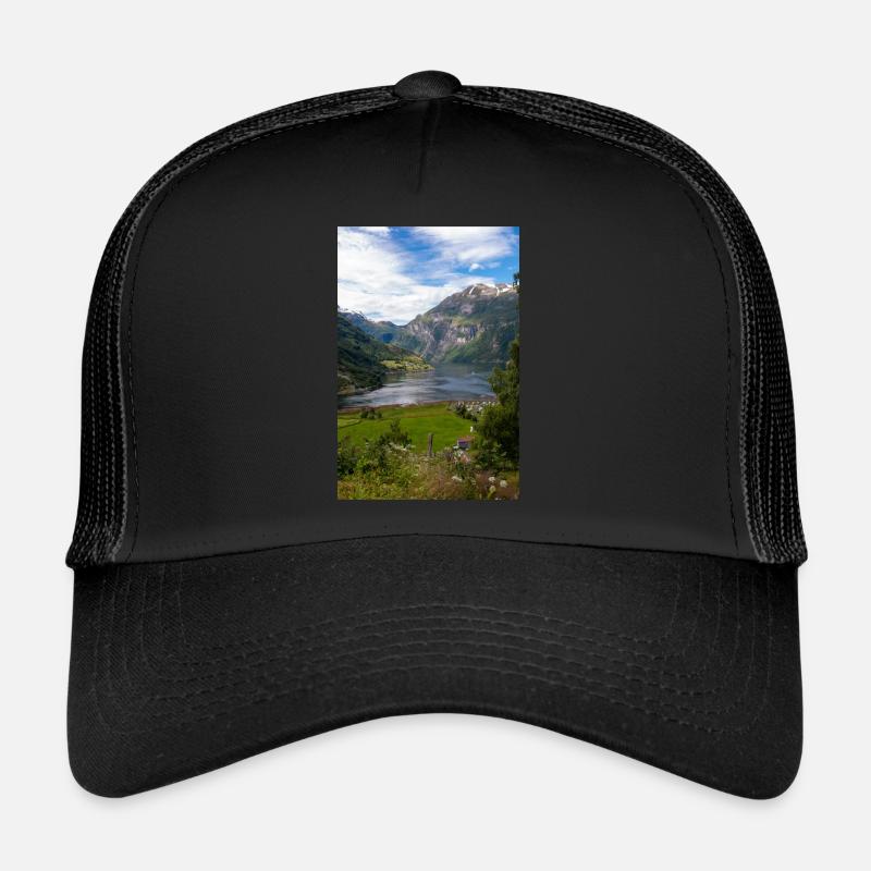 Geiranger panorama view at Geirangerfjorden Trucker Cap