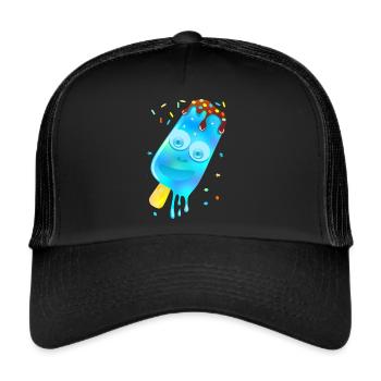 Farbiges Eis – Blau - Trucker Cap - Schwarz/Schwarz - Vorne