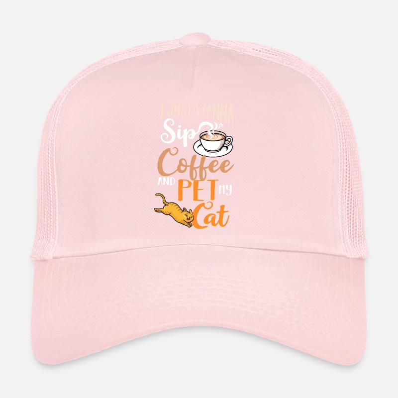 Coffee Cat Machine Kitten Cup Beans Trucker Cap
