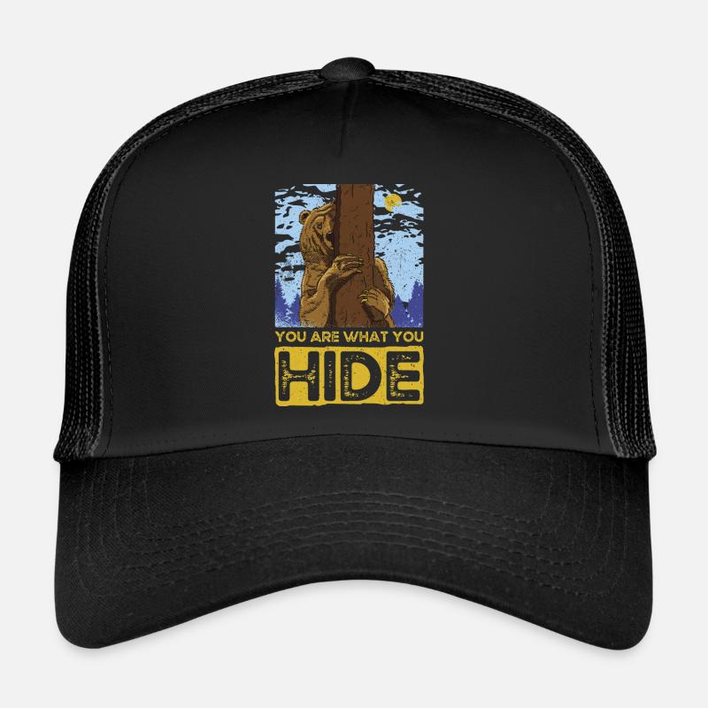 Vous êtes ce que vous cachez. Cadeau forêt Bear Design - Casquette trucker  - noir/noir