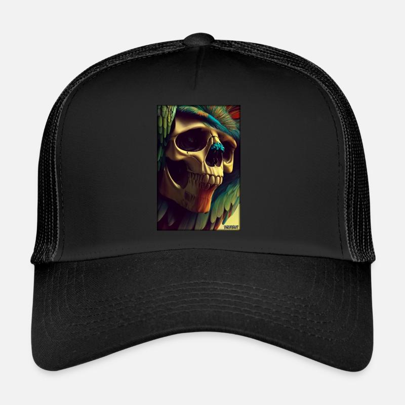 Squelette de plume de perroquet de crâne Casquette trucker 