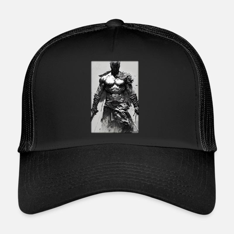 Warrior Sword Vintage Black White 4 Trucker Cap
