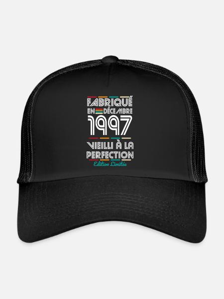 Anniversaire 25 ans - Fabriqué en Décembre 1997 - Casquette trucker  - noir/noir - Devant