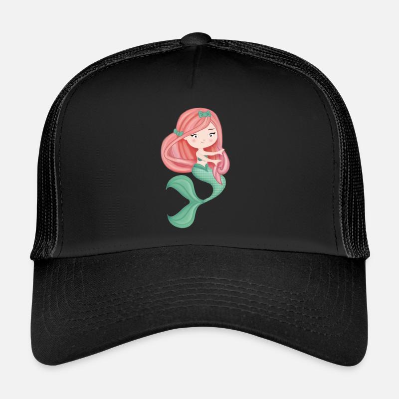 Petite sirene chevelure rousse queue verte Casquette trucker 