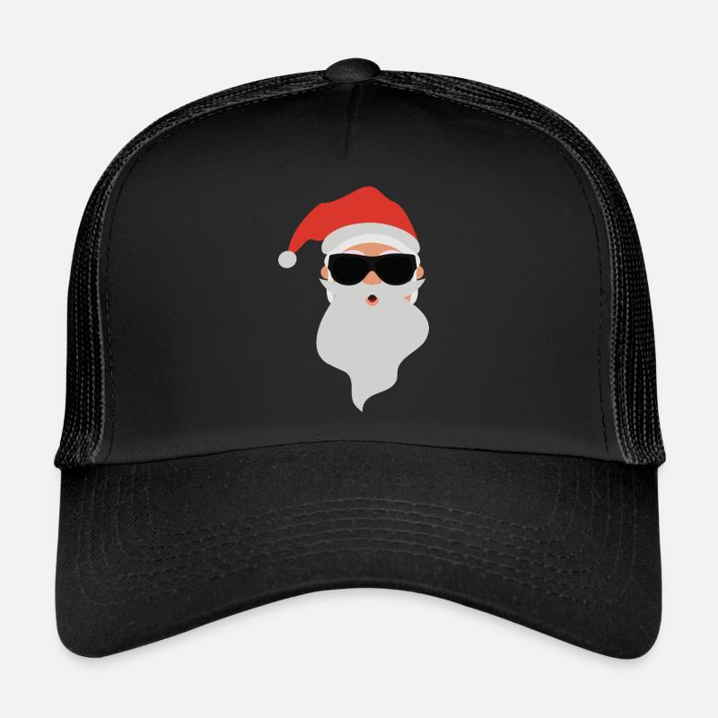 Moderner Weihnachtsmann trägt dunkle Brille Trucker Cap