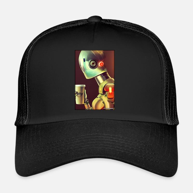 Robot Coffee Future Science Machine Trucker Cap