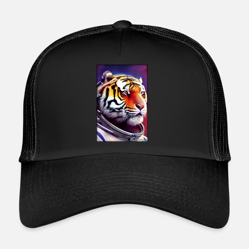 Tiger Big Cat Astronaut Future Sci-Fi Technology Trucker Cap