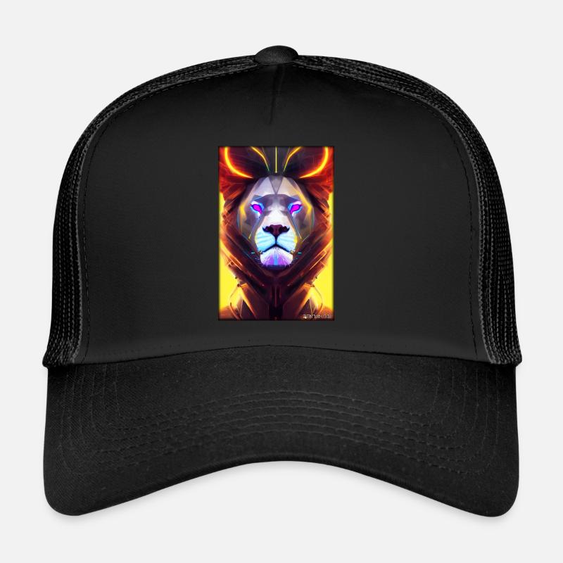 Lion Big Cat Cyber Neon Punk Future Science-Fi Casquette trucker 