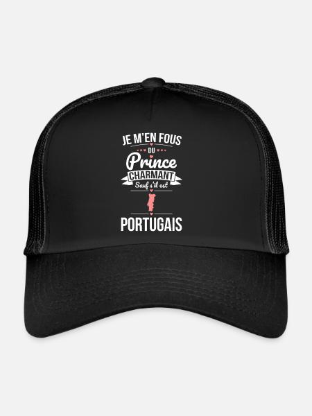 Fous du prince charmant sauf s'il est Portugais - Casquette trucker  - noir/noir - Devant