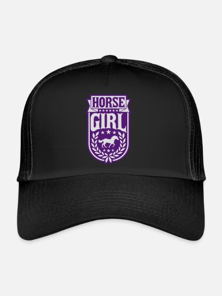 Citation de fille de cheval disant - Casquette trucker  - noir/noir - Devant