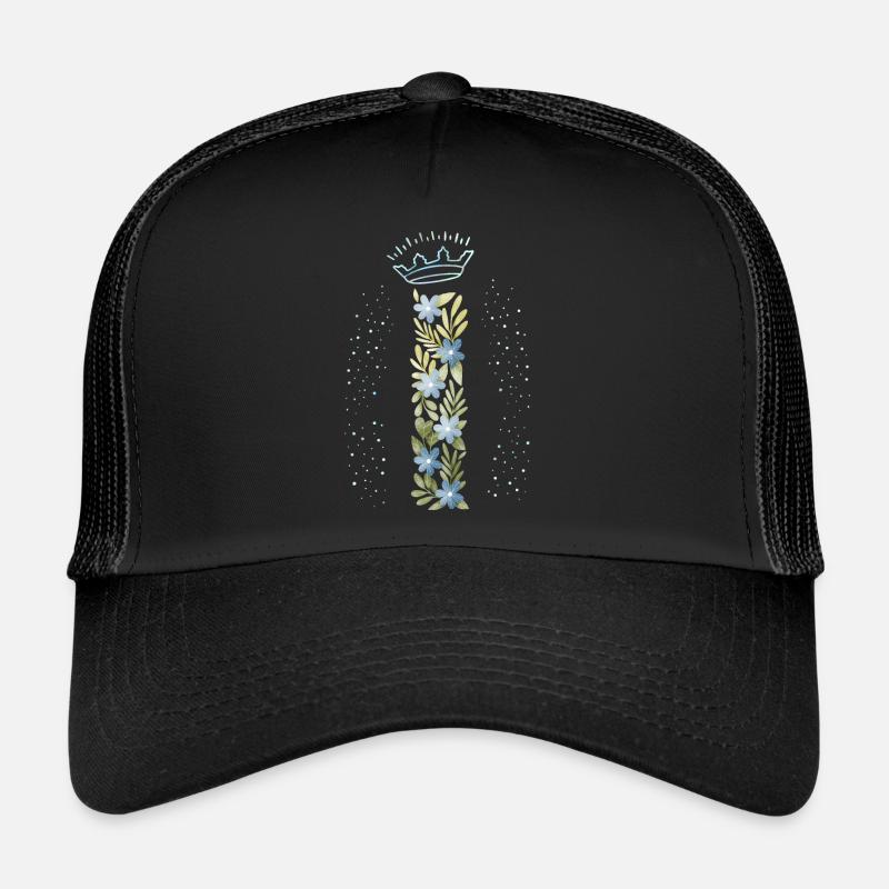 Monogramm Buchstabe I mit Krone, florales Ornament Trucker Cap