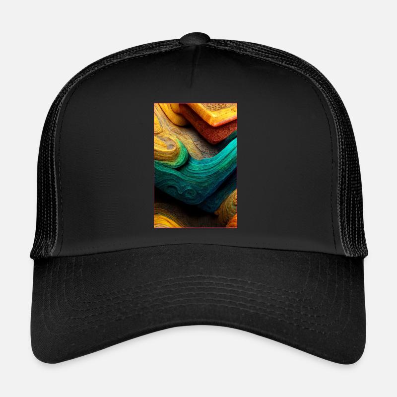 Abstract 3D Surface Background - Trucker Cap - Schwarz/Schwarz