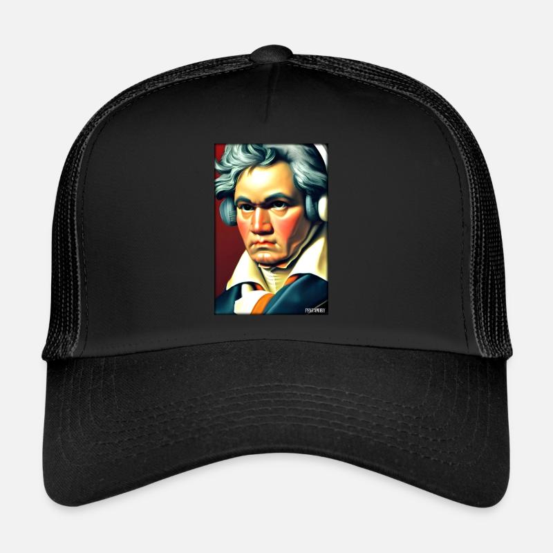 Ludwig van Beethoven DJ Kopfhörer Musik Party - Trucker Cap - Schwarz/Schwarz