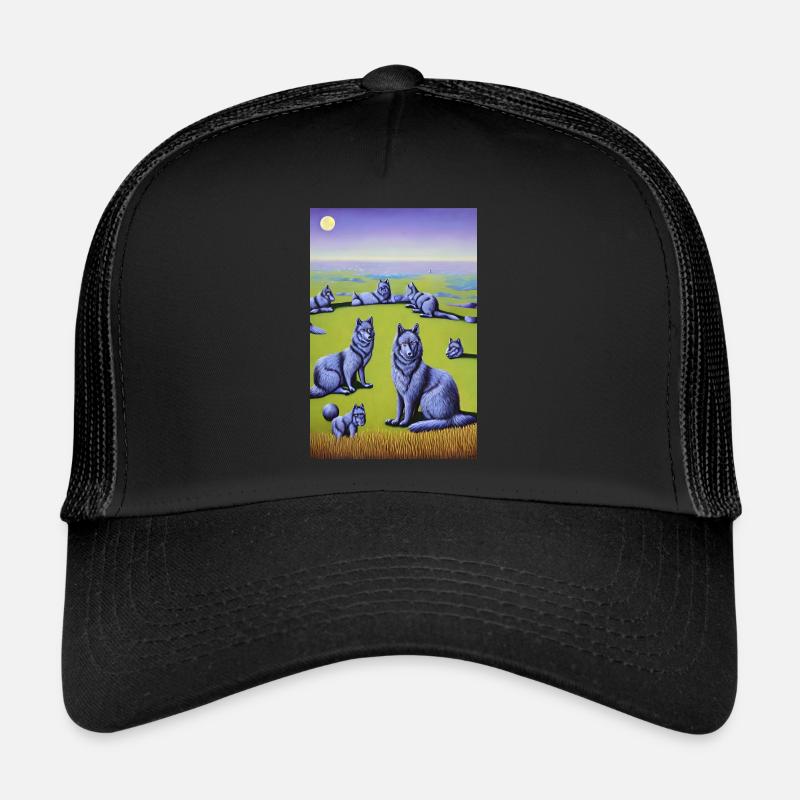 Wölfe im Rudel - Trucker Cap - Schwarz/Schwarz