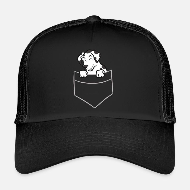 Dalmatiner - In Brusttasche / Hemdtasche - Trucker Cap - Schwarz/Schwarz