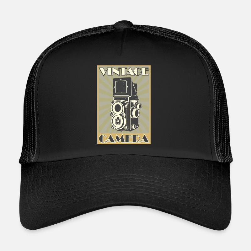 Vintage Camera - Twin Lens - Trucker Cap - Schwarz/Schwarz