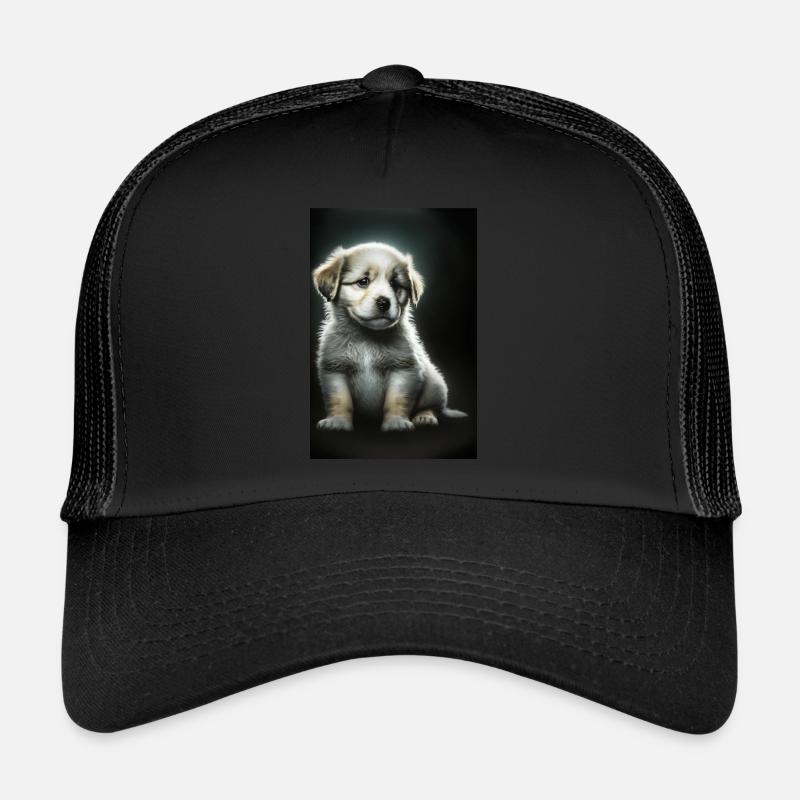 Weißer Welpe - Trucker Cap - Schwarz/Schwarz