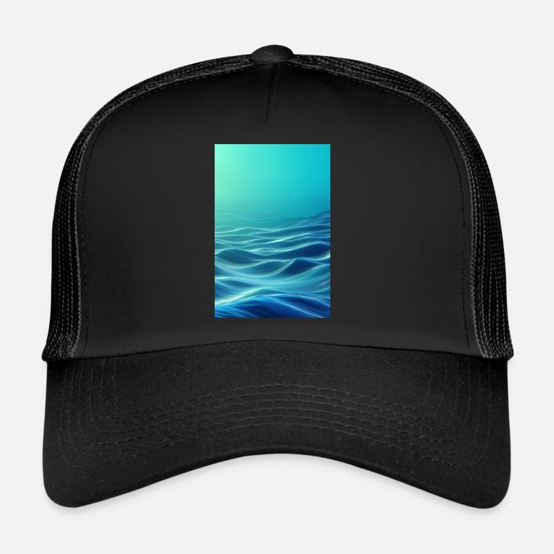 Low-Poly Wave - Trucker Cap - Schwarz/Schwarz