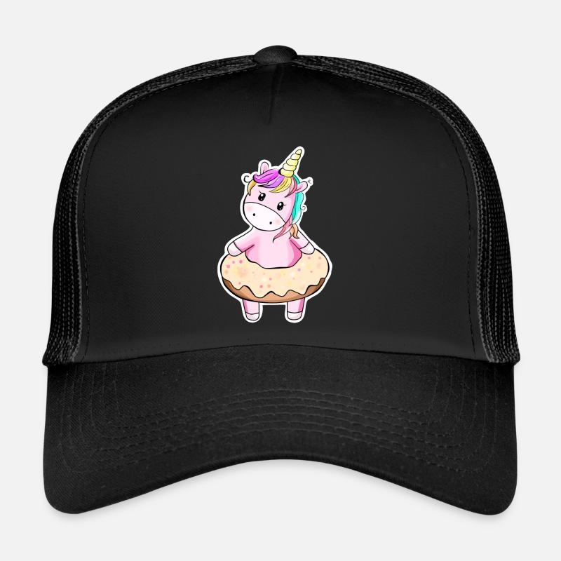 Niedliches Einhorn Sticker Aufkleber - Trucker Cap - Schwarz/Schwarz