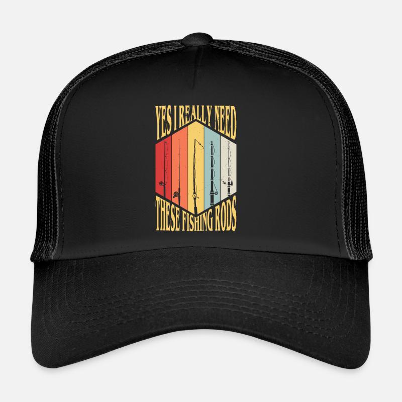 Fisherman Lover Masterbaiter Lifestyle Angelrute - Trucker Cap - Schwarz/Schwarz