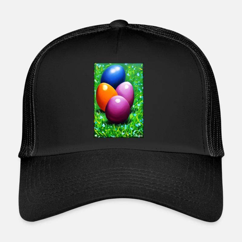 Easter Egg Easter Colorful Eggs Holiday - Trucker Cap - black/black