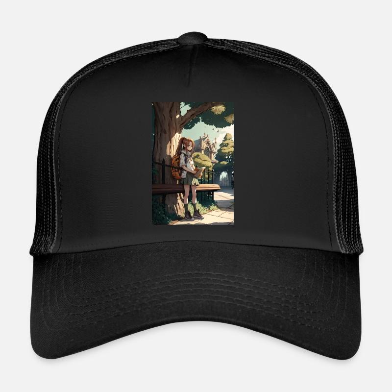 Anime Mädchen Manga Geschenk - Trucker Cap - Schwarz/Schwarz