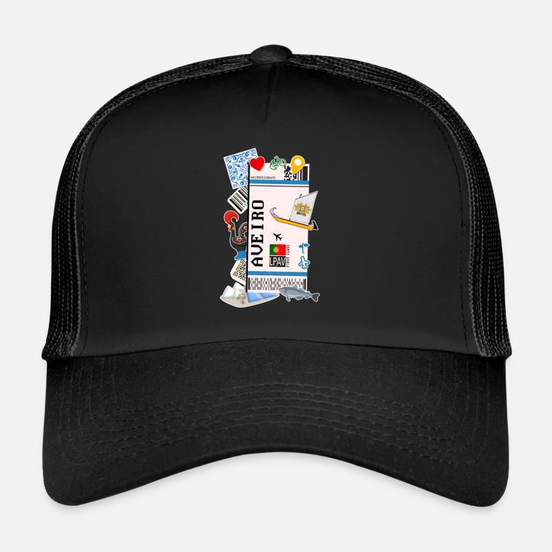 Flugticket - Bordkarte - Boardingpass - Aveiro - Trucker Cap - Schwarz/Schwarz
