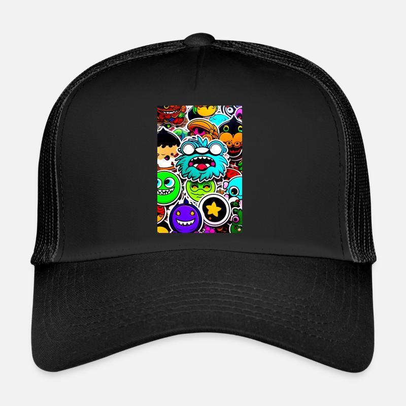 Lustige Monster - Trucker Cap - Schwarz/Schwarz