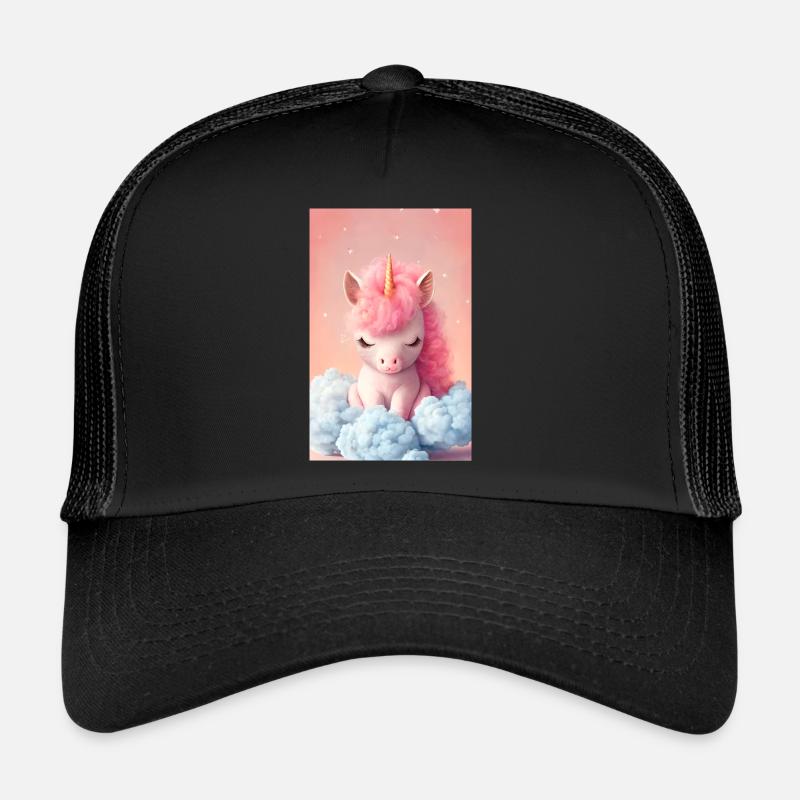 adorable bébé licorne endormi sur un nuage Casquette trucker 