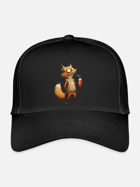 Crazy Fox avec de la bière - Casquette trucker  - noir/noir - Devant