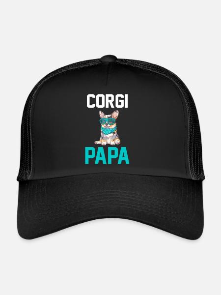 Dog Corgi Papa - Trucker Cap - black/black - Front