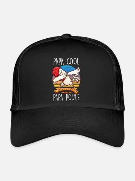 Dabbing Papa Poule Papa Cool Fête des Pères - Casquette trucker  - noir/noir - Devant