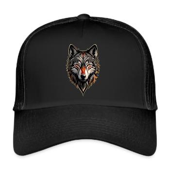 Wolf's Head Native American Viking Nature Mandala Wolf - Trucker Cap - black/black - Front