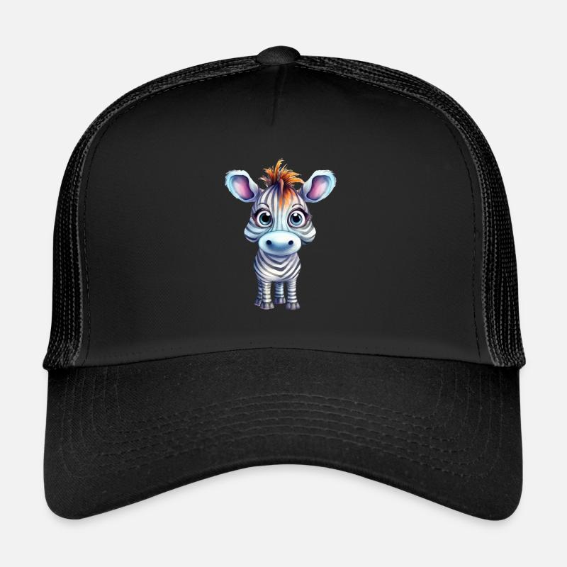 Zebra Wasserfarben Zeichnung - Trucker Cap - Schwarz/Schwarz