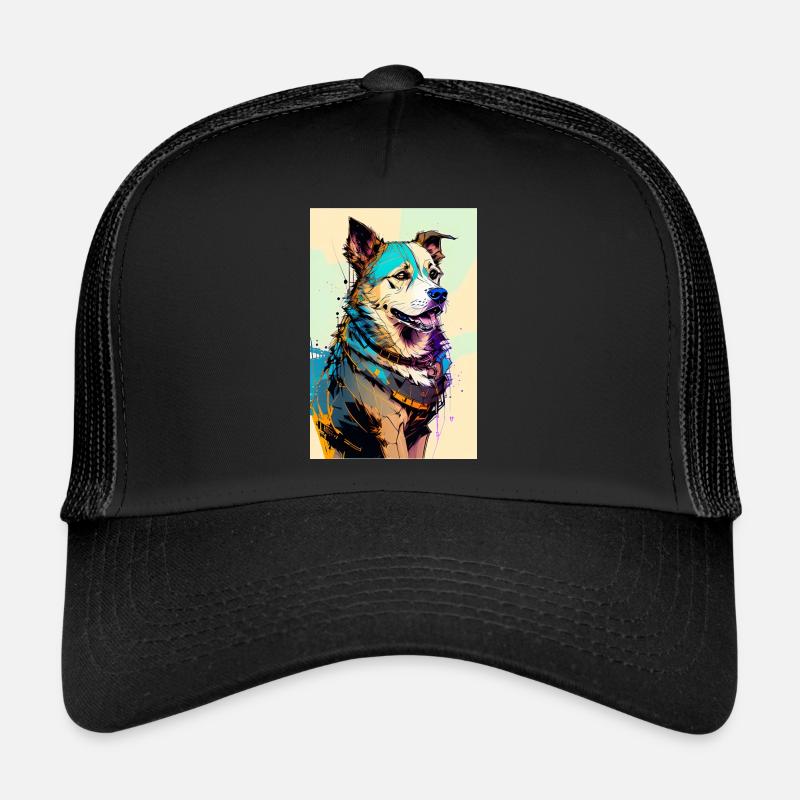 Inkpunk Hund 1 - Trucker Cap - Schwarz/Schwarz