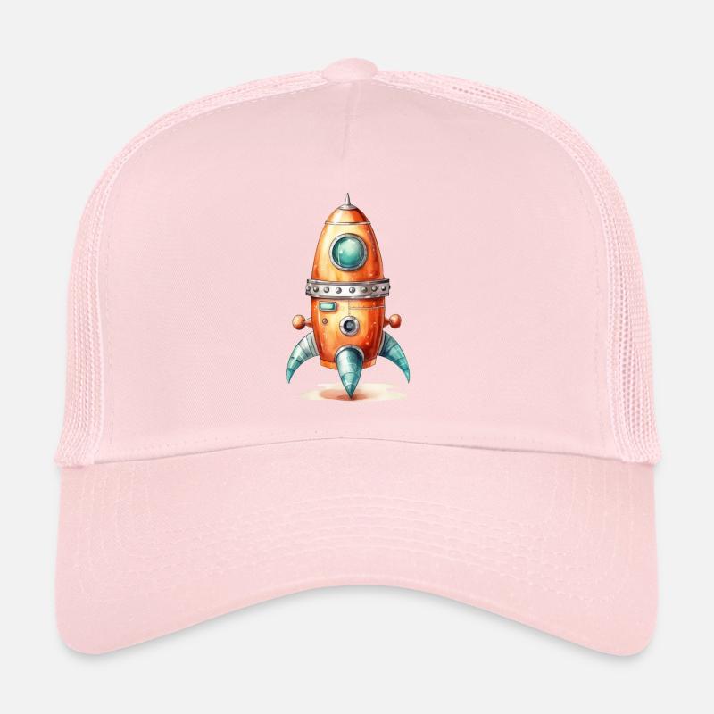 Rakete Wasserfarben Zeichnung Trucker Cap