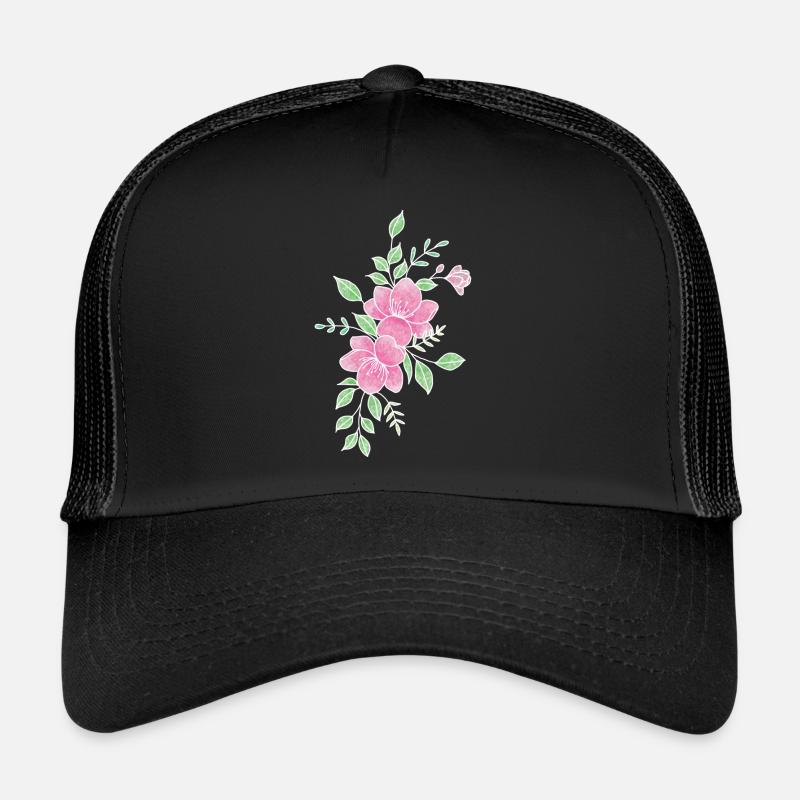 Pink prunus mume flower - Trucker Cap - black/black