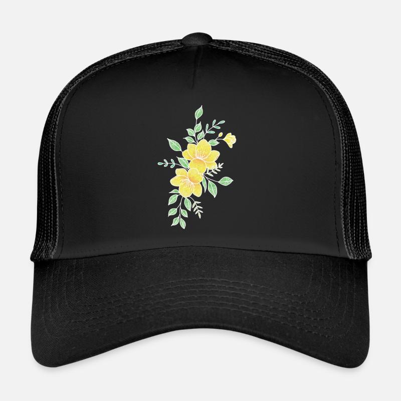 Fleur jaune orangé Casquette trucker 
