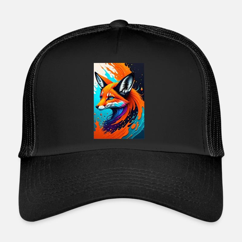 Art coloré Potrait Fox 1 - Casquette trucker  - noir/noir